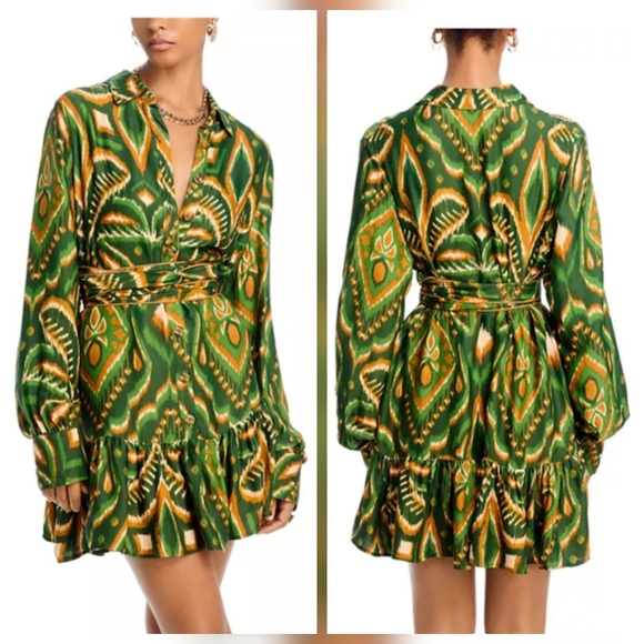 Ulla Johnson Dresses & Skirts - Farm Rio Pineapple Ikat Long Sleeve Minidress